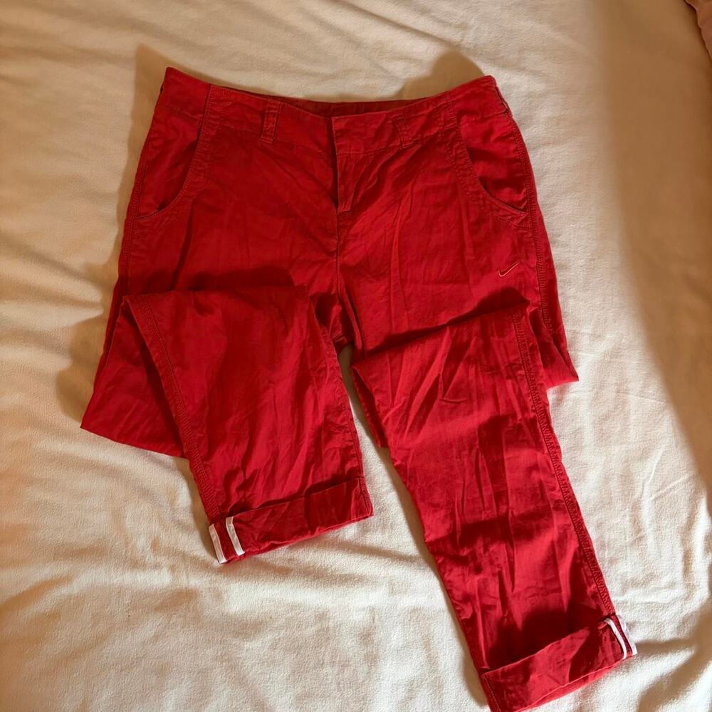 VINTAGE Y2K NIKE ATHLETIC DEPT. RED CAPRI PANTS